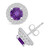 Amethyst (1-1/2 ct. t.w.) and Diamond (1/2 ct. t.w.) Halo Stud Earrings in 14K White Gold