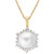 Cultured Freshwater Pearl (8mm) & White Topaz (3/4 ct. t.w.) Halo 18" Pendant Necklace in 14k Gold-Plated Sterling Silver