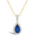 Created Sapphire (1 ct. t.w.) and Created White Sapphire (1/6 ct. t.w.) Halo Pendant Necklace in 10K Yellow Gold