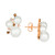Vanilla Pearl (5-8mm) & Diamond (1/5 ct. t.w.) Trio Cluster Stud Earrings in 14k Rose Gold