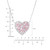 Pink & White Cubic Zirconia Heart Halo Pendant Necklace in Sterling Silver, 18" + 2" extender