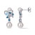 Freshwater Cultured Pearl, Blue Topaz (1 1/6 ct. t.w.) and Diamond (1/5 ct. t.w.) Diamond Vintage Earrings in 10k White Gold