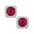 Created Ruby (1-1/3 ct. t.w.) and Created White Sapphire (1/5 ct. t.w.) Halo Stud Earrings in 10k Yellow Gold. Also Available in Created White Sapphire and Created Spinel Aquamarine