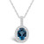London Blue Topaz (1-5/8 Ct. T.W.) and Diamond (1/4 Ct. T.W.) Halo Pendant Necklace in 14K White Gold