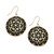 Onyx Decorative Medallion Drop Earrings (23mm) in 14k Gold