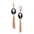 Black Onyx 20x15mm Dangle Earrings in Rose Gold over Silver