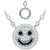 Cubic Zirconia & Black Enamel Smile Emoji Pendant Necklace in Sterling Silver, 16" + 2" extender, Created for Macy's