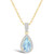 Created Spinel Aquamarine (7/8 ct. t.w.) and Created Sapphire (1/6 ct. t.w.) Halo Pendant Necklace in 10K Yellow Gold