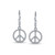 Message World Peace Sign Symbol Cubic Zirconia Pave CZ Lever back Drop Dangle Earrings For Women For Teen .925 Sterling Silver