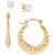 2-Pc. Set Cubic Zirconia Stud & Crimped Hoop Earrings in 10k Gold
