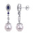 Freshwater Cultured Pearl (8.5-9mm), Created Sapphire (1/3 ct. t.w.) and Diamond (1/5 ct. t.w.) Drop Earrings in 10k White Gold