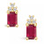 Ruby (1-3/8 Ct. t.w.) and Diamond (1/10 Ct. t.w.) Stud Earrings