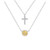 Citrine (3/8 ct. t.w.) & Cubic Zirconia Bezel & Cross 18" Layered Pendant Necklace in Sterling Silver
