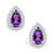 Amethyst (1-3/4 ct. t.w.) and Diamond (1/3 ct. t.w.) Halo Stud Earrings in 14K White Gold