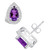Amethyst (1-3/4 ct. t.w.) and Diamond (1/3 ct. t.w.) Halo Stud Earrings in 14K White Gold