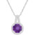 Amethyst (1-1/4 ct. t.w.) & Diamond (1/6 ct. t.w.) Halo 18" Pendant Necklace in Sterling Silver (Also in Citrine, Garnet, Peridot, & Blue Topaz)
