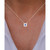 Cubic Zirconia Square Halo 18" Pendant Necklace in Sterling Silver
