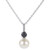 Cultured Freshwater Pearl (7 1/2mm), Onyx & Lab-Created White Sapphire (1/20 ct. t.w.) 18" Pendant Necklace in Sterling Silver