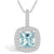 Aquamarine (2 Ct. T.W.) and Diamond (1/2 Ct. T.W.) Halo Pendant Necklace in 14K White Gold