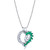 Emerald (1 ct. t.w.) & Diamond (1/20 ct. t.w.) Open Heart 18" Pendant Necklace in Sterling Silver