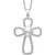 Cultured Freshwater Button Pearl (10mm) & Cubic Zirconia Cross 18" Pendant Necklace in Sterling Silver