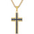 Men's Black Diamond Cross 22" Pendant Necklace (1/6 ct. t.w.) in Stainless Steel, Black & Yellow Ion-Plate