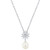 Cultured Freshwater Pearl (10 x 8mm) & Cubic Zirconia Starburst 18" Pendant Necklace in Sterling Silver