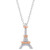 Diamond Accent Aristocats Eiffel Tower Pendant Necklace in Sterling Silver & 10k Rose Gold, 16" + 2" extender