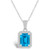 Topaz (2 ct. t.w.) and Created Sapphire (1/5 ct. t.w.) Halo Pendant Necklace in 10K White Gold