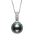 Black Cultured Tahitian Pearl (8mm) & Diamond (1/20 ct. t.w.) 18" Pendant Necklace in 14k White Gold, Created for Macy's