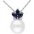 Cultured Freshwater Pearl (8-1/2mm), Sapphire (1/3 ct. t.w.) & Diamond Accent 17" Pendant Necklace in Sterling Silver