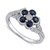 Sapphire (4/5 ct. t.w.) & Diamond (1/6 ct. t.w.) Flower Ring in 10k White Gold
