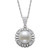 Cultured Freshwater Button Pearl (10mm) & Lab-Created White Sapphire (1/2 ct. t.w.) Flower 18" Pendant Necklace in Sterling Silver