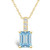 Aquamarine (1-3/8 Ct. T.W.) and Diamond Accent Pendant Necklace in 14K Yellow Gold