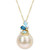 Cultured South Sea Pearl (9-10mm), Blue Topaz (5/8 ct. t.w.), & Diamond Accent 17" Pendant Necklace in 14k Gold