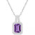 Amethyst (1-5/8 ct. t.w.) & Diamond (1/6 ct. t.w.) Halo 18" Pendant Necklace in Sterling Silver (Also in Citrine, Garnet, Peridot, & Blue Topaz)