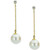 Cultured Freshwater Pearl (8-9mm) & Diamond (1/10 ct. t.w.) Chain Drop Earrings in 14k Gold