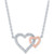 Diamond Accent Double Heart 18" Pendant Necklace in Sterling Silver & 14k Rose Gold-Plate