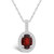 Garnet (1-1/2 Ct. T.W.) and Diamond (1/4 Ct. T.W.) Halo Pendant Necklace in 14K White Gold