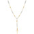 Cultured Freshwater Pearl (4 - 4 1/2mm) Cross 18" Lariat Necklace in 14k Gold-Plated Sterling Silver