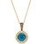 Deep Sea Blue Topaz (2 ct. t.w.) & Diamond (3/8 ct. tw.) Halo Flower Adjustable 20" Pendant Necklace in 14k Gold