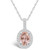 Morganite (1-1/7 Ct. T.W.) and Diamond (1/4 Ct. T.W.) Halo Pendant Necklace in 14K White Gold