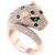 EFFY® Black & White Diamond (1-1/2 ct. t.w.) & Tsavorite (1/20 ct. t.w.) Signature Panther Ring in 14k Gold & Rose Gold