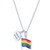 Diamond Accented Disc & Pride Flag Pendant Necklace in Sterling Silver, 16" + 4" extender