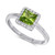 Peridot (7/8 ct. t.w.) & Diamond (1/10 ct. t.w.) Square Halo Ring in 14k White Gold (Also in Rhodolite)