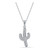 Cubic Zirconia Pave Cactus Pendant Necklace in Sterling Silver