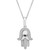 White & Black Diamond Hamsa Hand Pendant Necklace (1/10 ct. t.w.) in Sterling Silver, 18" + 2" extender