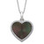 Black Mother of Pearl 14x13mm and Cubic Zirconia Heart Shaped Pendant with 18" Chain in Sterling Silver