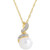 Cultured Freshwater Pearl (7mm) & Diamond Accent Swirl Pendant Necklace in 14k Gold, 16" + 2" extender