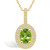 Peridot (1-1/3 Ct. T.W.) and Diamond (1/2 Ct. T.W.) Halo Pendant Necklace in 14K Yellow Gold